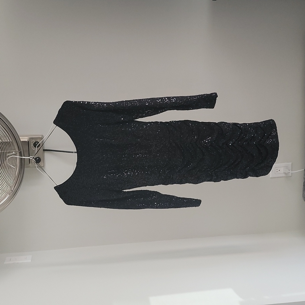 Black sequin long sleeve dress